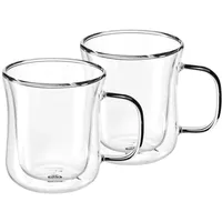 Gräwe Doppelwandige-Thermogläser mit Henkel, 250ml, 2er Set, geschwungen