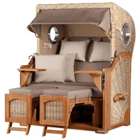 Mr. Deko bene living Strandkorb Komplettset Ammersee Teak Bullauge