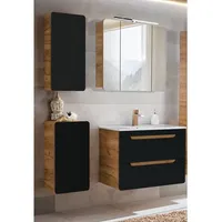 Lomadox Badezimmer Set in seidenmatt anthrazit mit Wotan Eiche