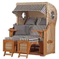 Mr. Deko bene living Strandkorb Komplettset Ammersee Teak Bullauge