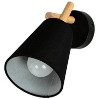 Licht-Erlebnisse Wandlampe Schwarz Stoff Holz E27 Wohnzimmer Schlafzimmer innen