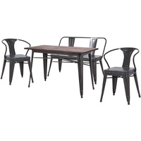 Mendler Einzelst�ck | Esszimmer-Set HWC-H10, 2xEsszimmerstuhl Sitzbank Esszimmertisch Kunstleder