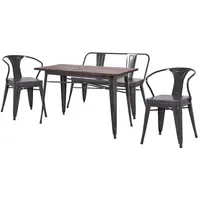 Mendler Esszimmer-Set 2xEsszimmerstuhl/Sitzbank 76 x 76 x 76 cm
