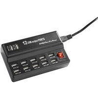 Fabas Luce USB Mehrfach Ladegerät, 12 Ports, mit Schalter
