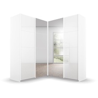 Rauch Schwebetürenschrank, Quadra Eckschrank inkl. Türendämpfer, mit Glas-/Spiegeltüren, Weiß,