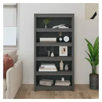 VidaXL Bücherregal Grau 80x35x154 cm Massivholz Kiefer