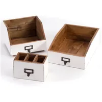 DESIGN DELIGHTS Schreibtisch Organizer Set Office 3-teilig, Mahagoni-Holz l