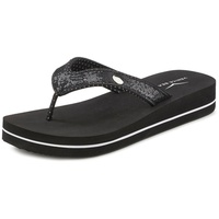 VENICE BEACH Badezehentrenner Sandale, Pantolette, ultraleicht Glitzerband VEGAN, schwarz,