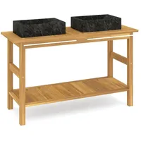 VidaXL Waschtisch mit Schwarzen Marmorbecken Massivholz Teak