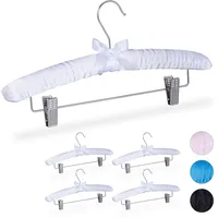 Relaxdays Satin Kleiderbügel im 5er Set, gepolstert, Vintage, verstellbare