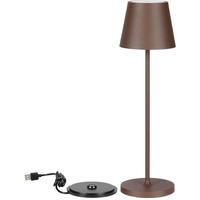 V-Tac Dimmbare LED-Tischlampe Kabellos mit Touch-Bedienung-Wiederaufladbar Braun Lampe für