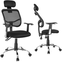 Ergo Office Bürostuhl schwarz. Drehbarer Bürostuhl mit verstellbarer Kopfstütze