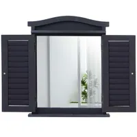 MCW Wandspiegel Spiegelfenster mit Fensterläden 53x42x5cm ~ dunkelgrau