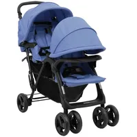 VidaXL Tandem-Zwillingskinderwagen Marineblau Stahl