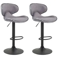 CLP 2er Set Barhocker Las Vegas V2 Stoff hellgrau/schwarz