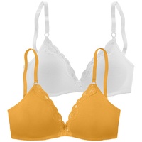 PETITE FLEUR Bralette-BH Damen mango+weiß Gr.80C