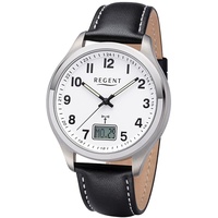 REGENT Herren Funkuhr Analog-Digital Lederarmband schwarz UR1501564