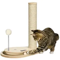 PawHut Kratzstamm für Katzen, 40 cm, Kletterbaum mit Holzkugel-Katzenspielzeug,