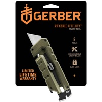 Gerber Multi-Tool mit 8 Funktionen, Prybrid-Utility, Grün, Edelstahl,
