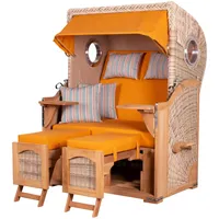Mr. Deko bene living Strandkorb Komplettset Ammersee Teak Bullauge