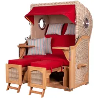 Mr. Deko bene living Strandkorb Komplettset Ammersee Teak Bullauge