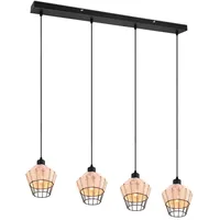Trio Reality Pendelleuchte Borka 4-flammig Naturbelassen 95 x 17,5