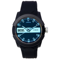 Diesel Herrenuhr Double Up, Dreizeigeruhrwerk, 43 mm schwarzes Nylongehäuse