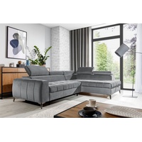 Fun Möbel Ecksofa Schlafsofa Sofa AGNESA Stoff Salvador Grau