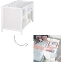Roba Beistellbett weiß 5 Schlupfsprossen Lattenrost & Matratze