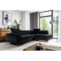 Fun Möbel Ecksofa Schlafsofa Sofa AGNESA Stoff Salvador Schwarz