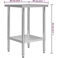 VidaXL Küchen-Arbeitstisch mit Aufkantung 60 x 60 x 93
