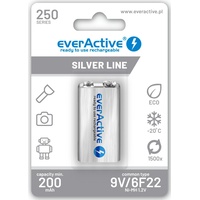 Everactive EVHRL22-250, Haushaltsbatterie Wiederaufladbarer Akku 9V Nickel-Metallhydrid Ni-MH,