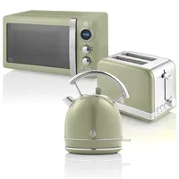 Swan Retro Frühstücks-Set 1,8 L 2 Scheiben Breitschlitz-Brottoaster, 20L