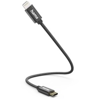 Hama Ladekabel USB-C - Lightning 0,2 m Nylon Schwarz