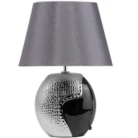 Beliani Tischlampe Schwarz und Silber 42 cm Stoffschirm Vasenform