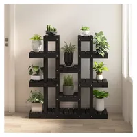 VidaXL Pflanzenständer Schwarz 104,5x25x109,5 cm Massivholz Kiefer