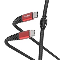 Hama Ladekabel Extreme USB-C/USB-C 1.5m Nylon schwarz/rot (201542)