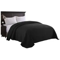 Woltu Tagesdecke Bettüberwurf 240x260cm Schwarz, Bedspreads 360GSM Patchwork Wendedesign