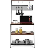Costway Küchenregal Standregal 3 Ebenen mit 11 Haken und