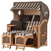 Bene living Strandkorb Ammersee 2-Sitzer Teak - PE grau