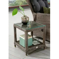 Destiny Beistelltisch Merano mit Glasplatte, Polyrattan, Vintage grau