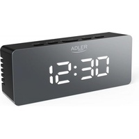 Adler Wecker schwarz LED Anzeige Datum Raumtemperatur USB Batterie