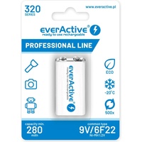 Everactive Akku 9V 320 mAh, NI-MH, Block, wiederaufladbar, vorgeladen,