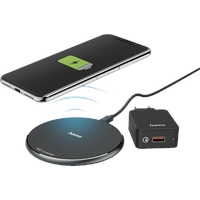 Hama Wireless Charger Set QI-FC10 10W kabelloses Smartphone-Ladepad Schwarz