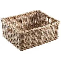 Kobolo Rattankorb Regalkorb Aufbewahrung - eckig Rattan Kubu grau