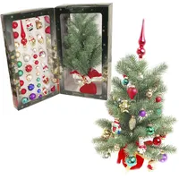 Krebs Glas Lauscha Weihnachtsbaum mit Kugeln, Figuren und Spitze