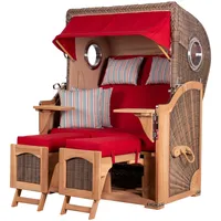 Bene living Strandkorb Ammersee 2-Sitzer Teak - PE grau
