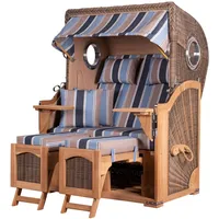 Bene living Strandkorb Komplettset Ammersee Teak Bullauge PE Grau