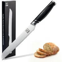 Zayiko Brotmesser Schwarz, Metall, 34 cm Kochen, Küchenmesser Brotmesser