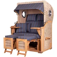 Mr. Deko bene living Strandkorb Komplettset Ammersee Teak Bullauge